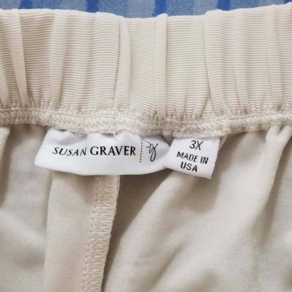 A52000 Susan Graver Lustra Knit Regular Pull-on Ankle Pants,  3X, Cream - Picture 3 of 4